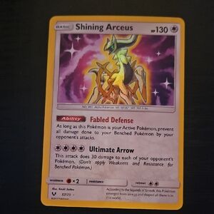 Shining Arceus Pokémon Card - Yellow Border, Purple Artwork